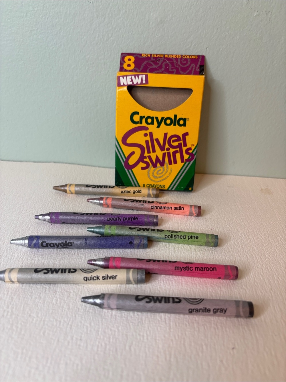 Vintage 1990 Binney & Smith 8 Silver Swirls Crayons